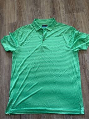 PGA Tour Green Striped Polo Shirt - Men's